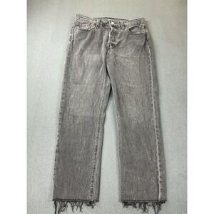 Levi's 501 Jeans Womens W29 L26 Gray Charcoal Wash High Rise Straight Distressed